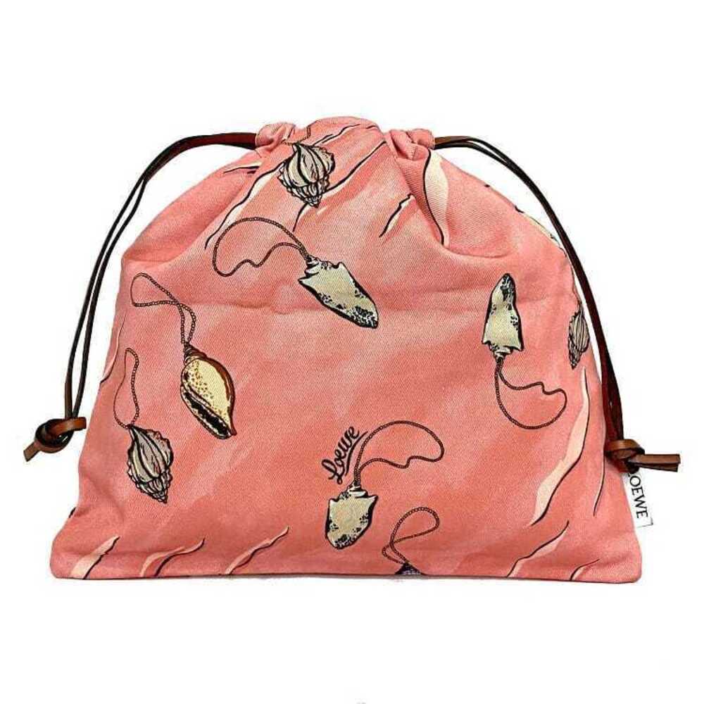 Loewe drawstring Pouch Clutch pink multicolor Paulas Ibiza canvas leather shell